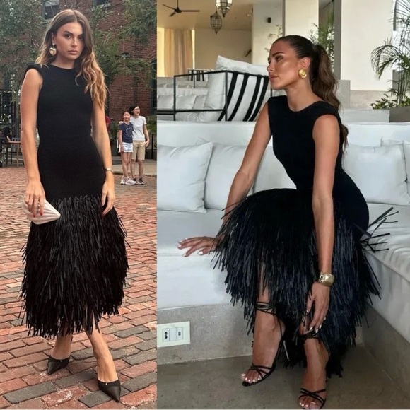 Aje Dresses & Skirts - NWT Aje Exclusive Rushes Raffia Ribbed Midi Dress Black Size XS